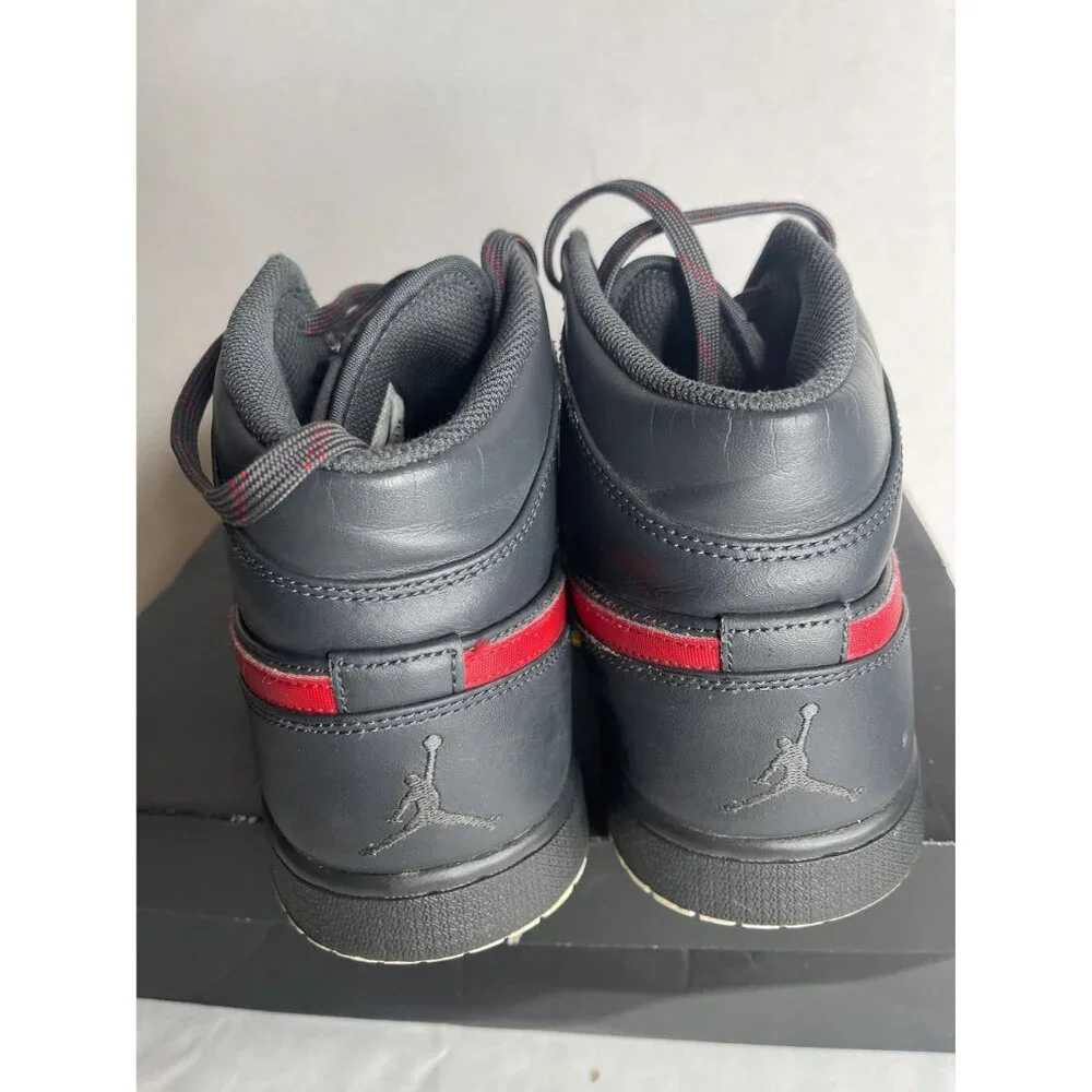 Men's Nike Air Jordan 1 Retro Mid Anthracite Gym Red Gray (554724-045) Size 11.5